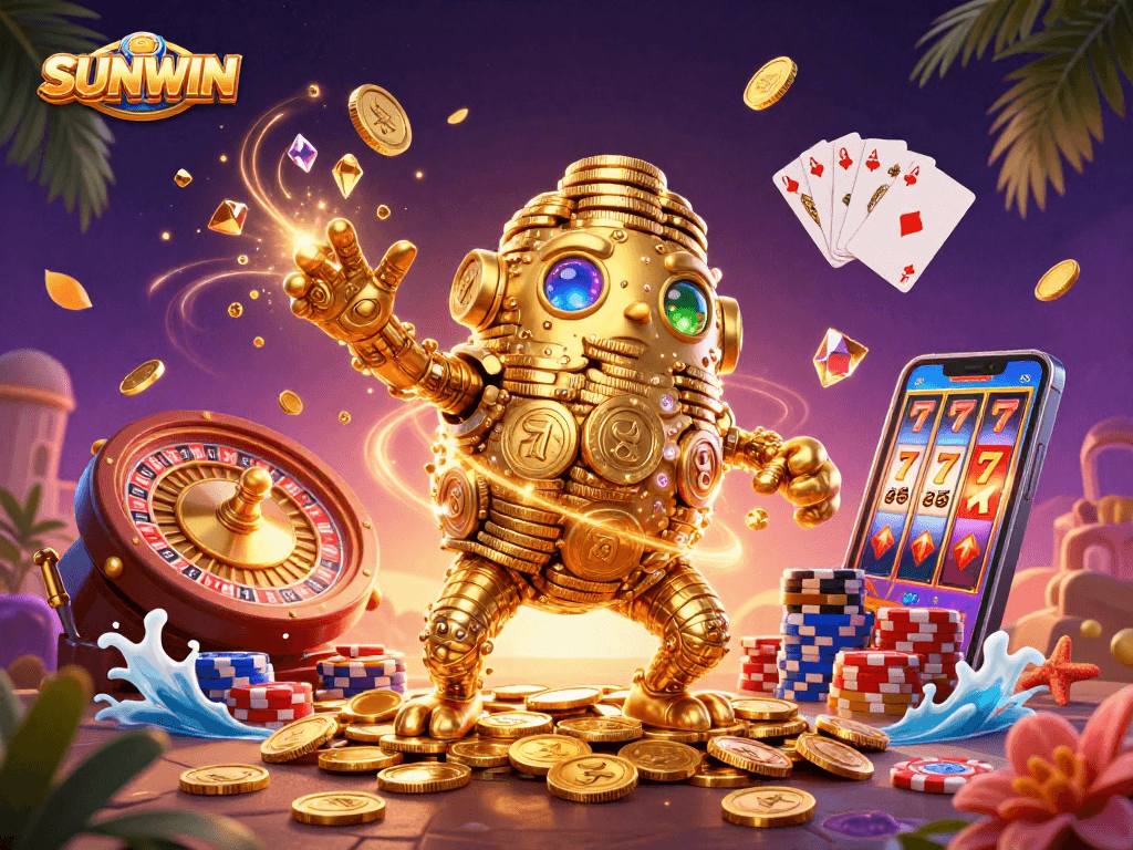 SUNWIN offers exciting slot adventures with vibrant games and dynamic features, showcasing lively cartoon elements.