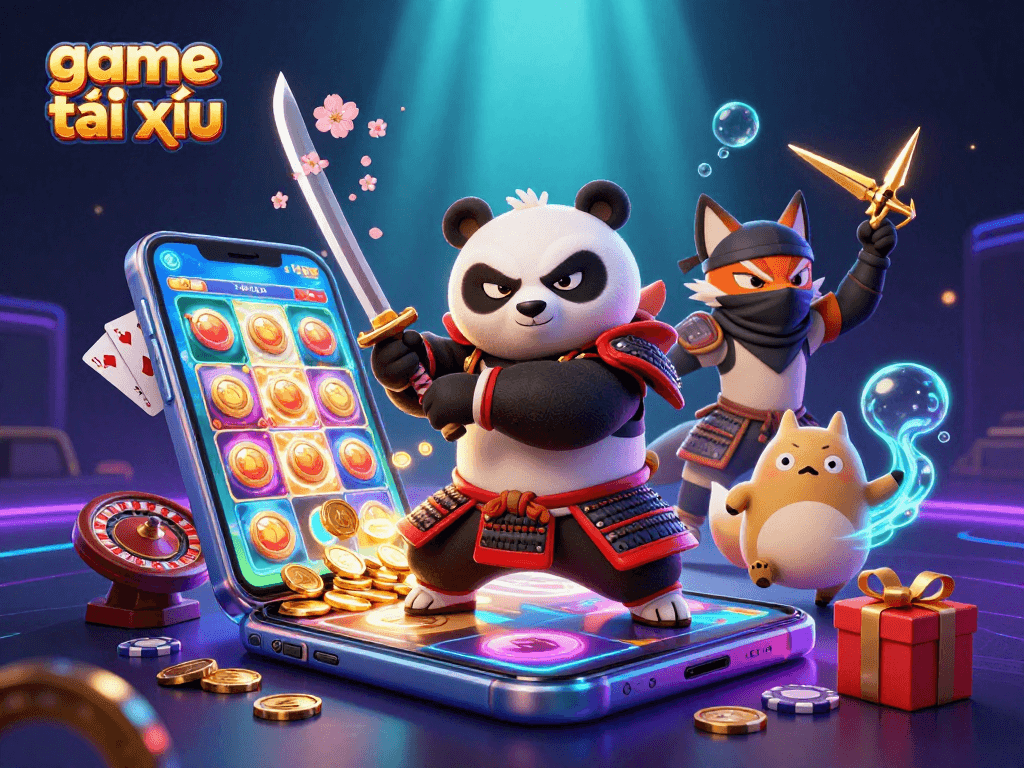 Engage in the thrilling game tài xỉu with dynamic characters and vibrant casino elements enriching the experience.