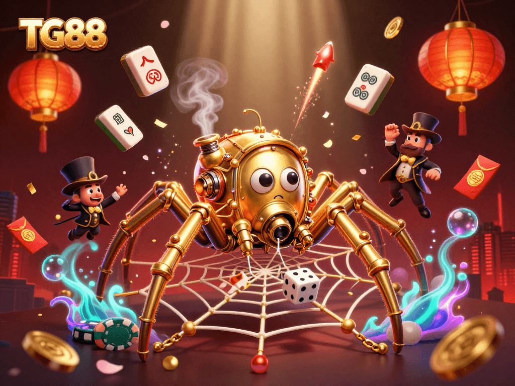Catch thrilling dice while enjoying TG88's captivating gaming experience with a golden spider.