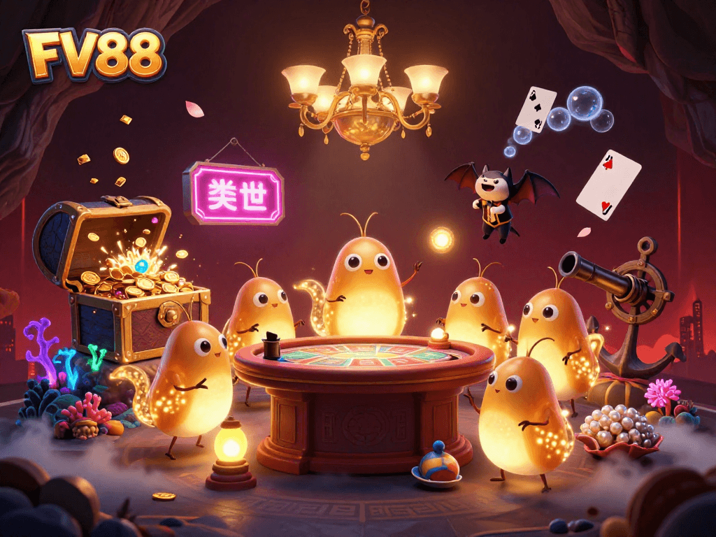 Engage in thrilling gameplay at FV88 with vibrant glowworms lighting the casino experience.