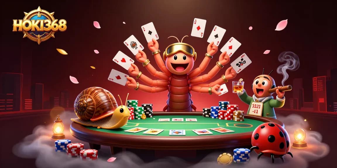 Experience exciting wins with HOKI368 in a vibrant 3D casino scene full of action.