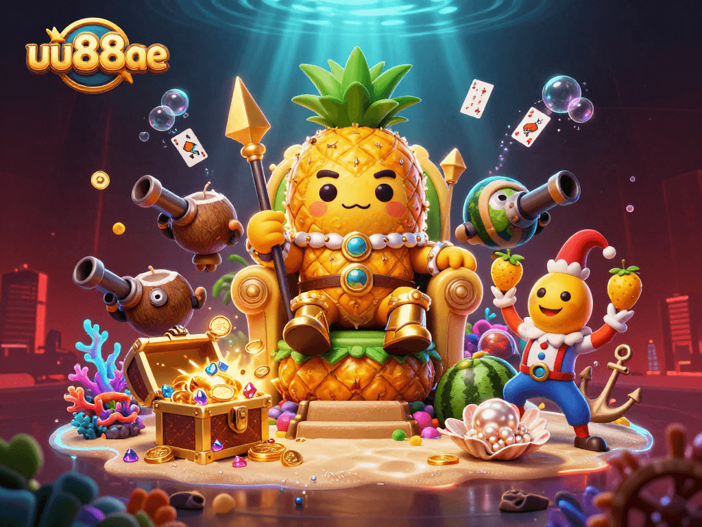 Engage in thrilling gameplay at uu88ae with vibrant 3D casino scenes featuring rich characters and treasures.