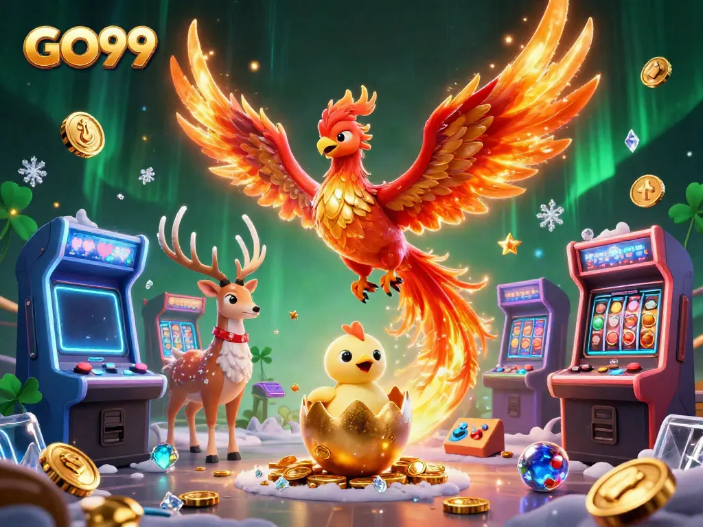 Engage with GO99's dynamic gaming world featuring vibrant characters and classic casino elements.