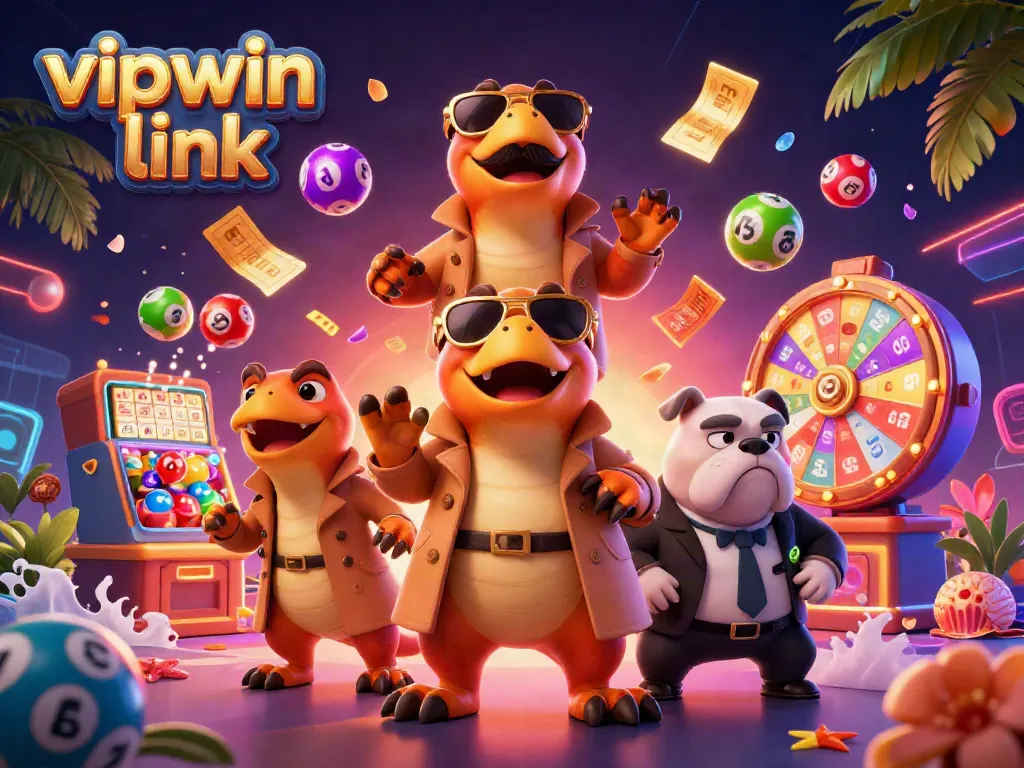 Experience the excitement of the vipwin link in this vibrant casino-themed scene.
