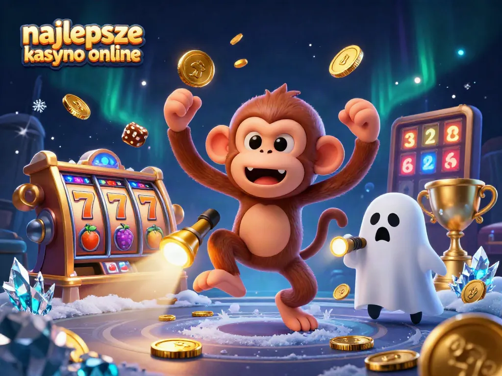 Experience the thrill of najlepsze kasyno online with a dynamic scene of gaming action featuring a mischievous poltergeist monkey and a ghost-hunter puppy.