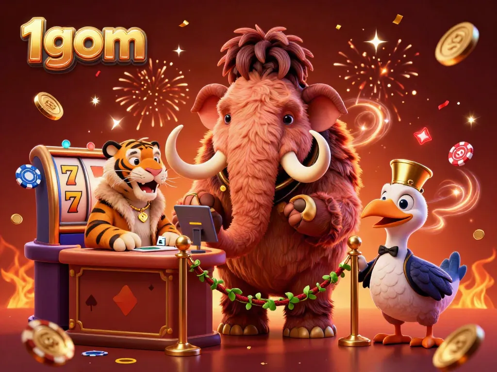 1gom enhances your gaming experience with a lively 3D casino scene filled with excitement.
