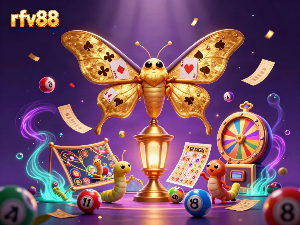 Play colorful games like rfv88 with a vibrant lottery scene and magical casino elements.