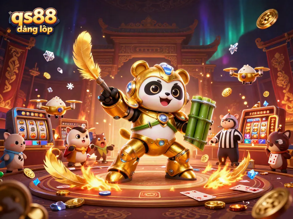 Engage in a thrilling scene as qs88 đăng nhập players battle amidst vibrant casino elements and stunning visuals.