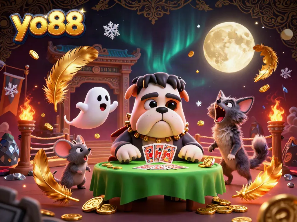 Experience the thrill of yo88 by winning rewards with a playful 3D casino scene featuring lively characters and vibrant gaming elements.