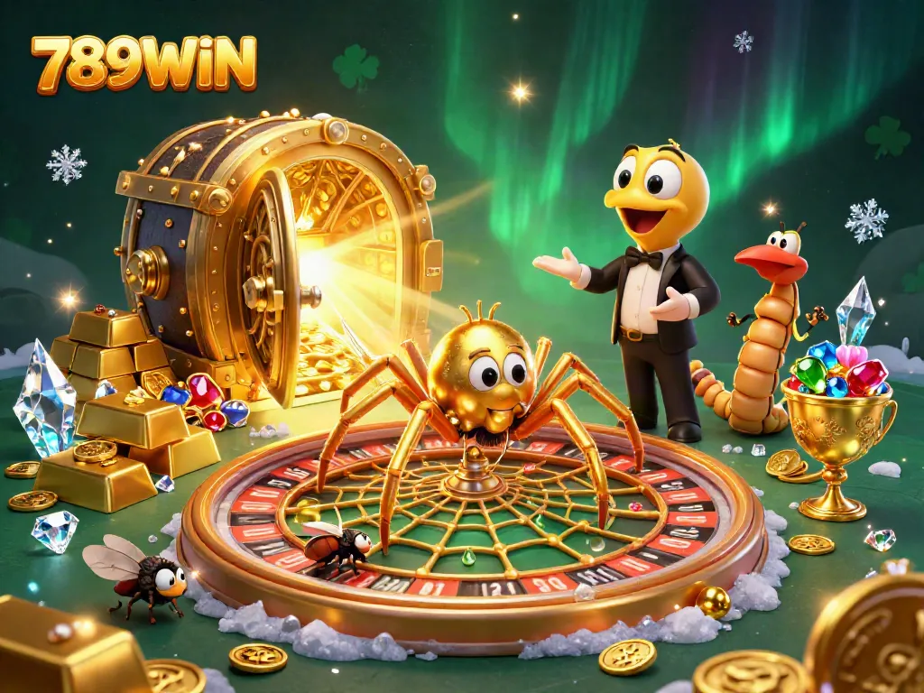 Place bets at 789WIN with golden treasures amid a thrilling gambling scene.