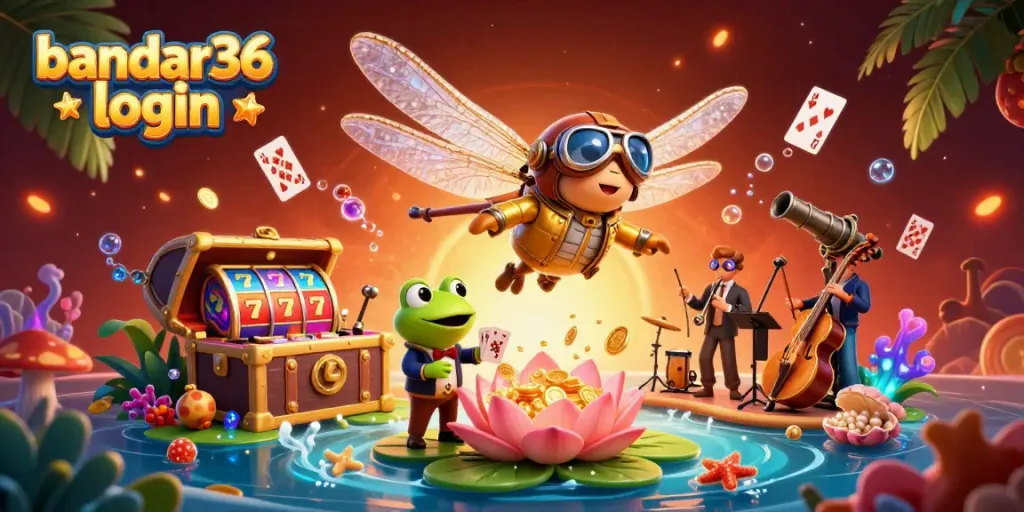 Mainkan bandar36 login dengan keseruan dari croupier katak dan pilot capung di kasino lily pad.