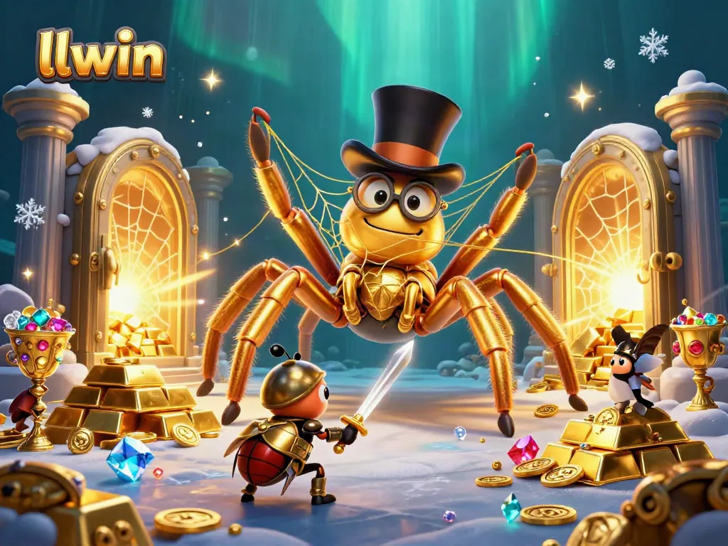 Experience thrilling gameplay with LLWIN's enchanting casino adventure featuring a golden tarantula and beetle knight.