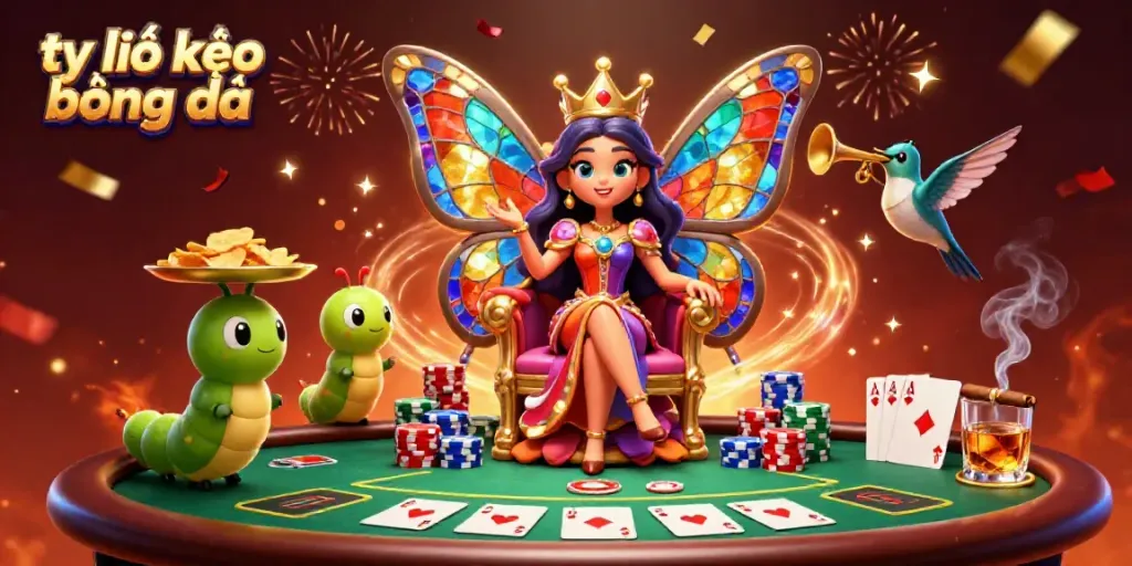 Experience the thrill of tỷ lệ kèo bóng đá in this vibrant illustration filled with poker elements.