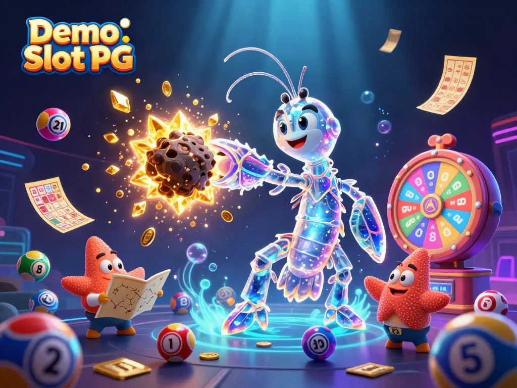 Experience Demo Slot PG with vibrant characters and dynamic casino elements in a colorful 3D illustration.