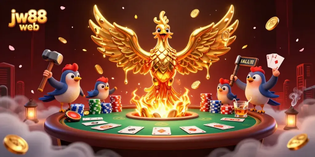 Enhance your gameplay at jw88 web with this vibrant casino scene featuring dynamic poker elements.
