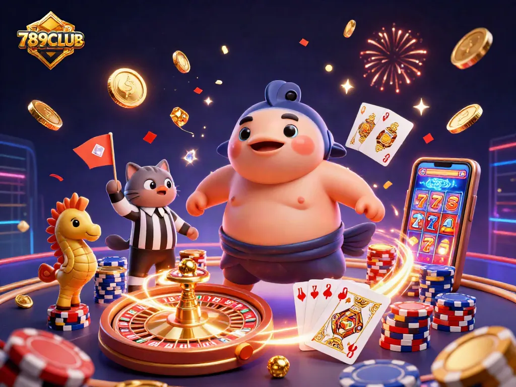 Engage with 789CLUB in an exciting underwater casino scene featuring a spirited fugu and vibrant game elements.