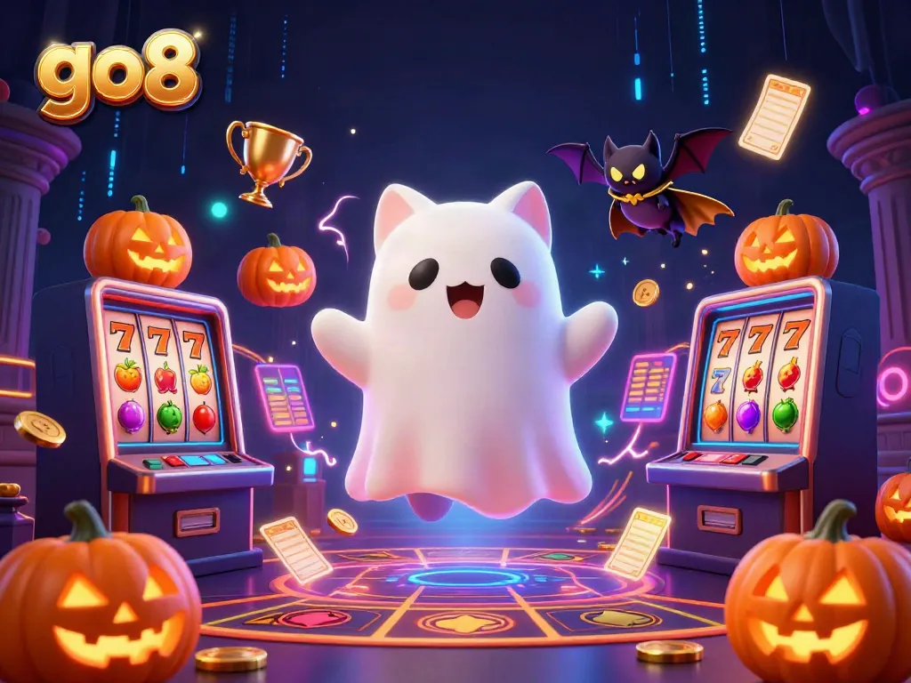 Engage with the thrilling ghost cat and vampire bat in the haunted casino mansion at go8.