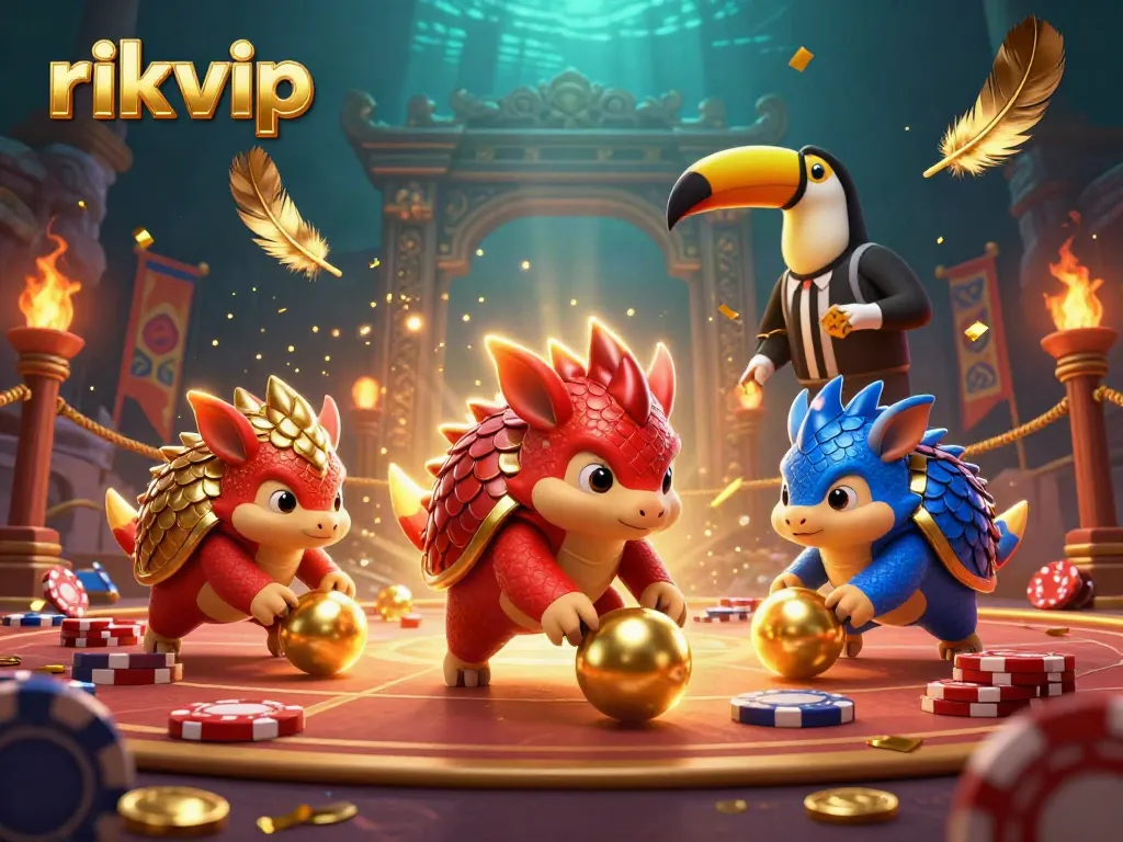 Experience thrilling gaming at rikvip with vibrant pangolins bowling through poker chips.
