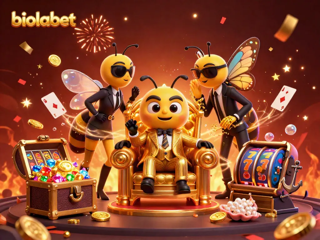 Mythical bumblebee mob boss and his crew at a lavish casino scene representing biolabet gaming.