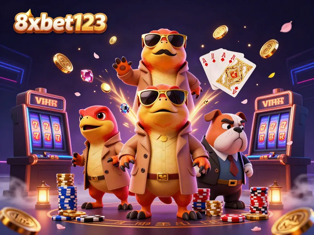 Experience exciting gameplay at 8xbet123 with raptors trying to sneak into a VIP casino lounge.