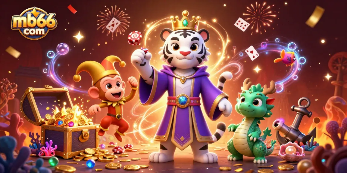 Experience fun with unique games at mb66 com, where a lively tiger, monkey, and dragon enhance the thrill of gaming.