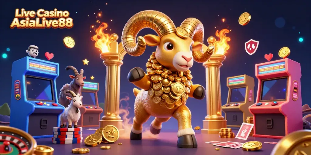 Experience the excitement of Live Casino AsiaLive88 featuring dynamic gaming elements and golden visuals.