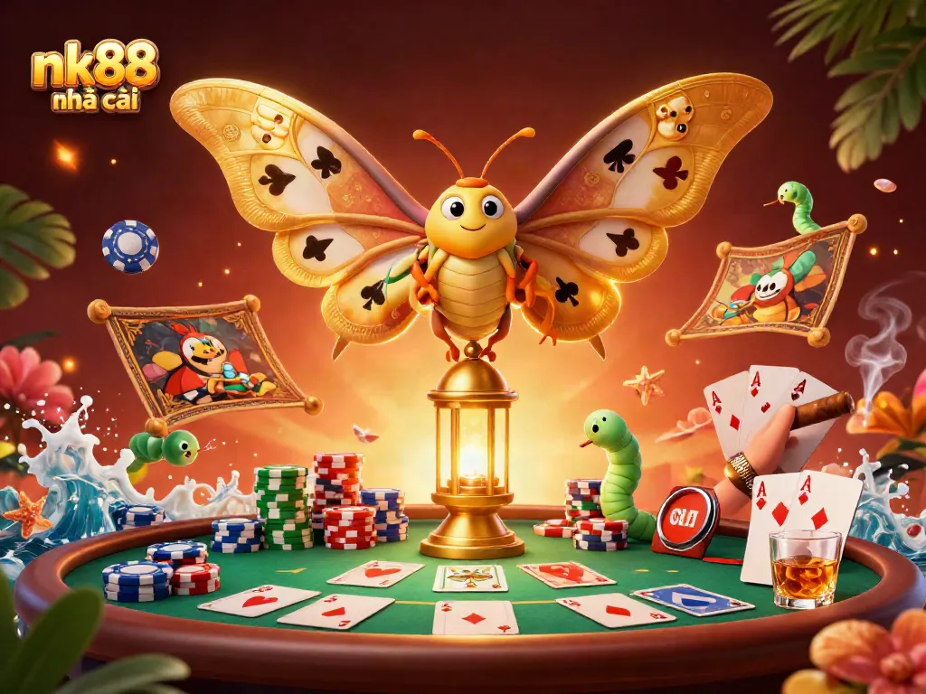 Experience the vibrant world of nk88 nhà cái with a colorful 3D casino illustration showcasing thrilling gaming elements.