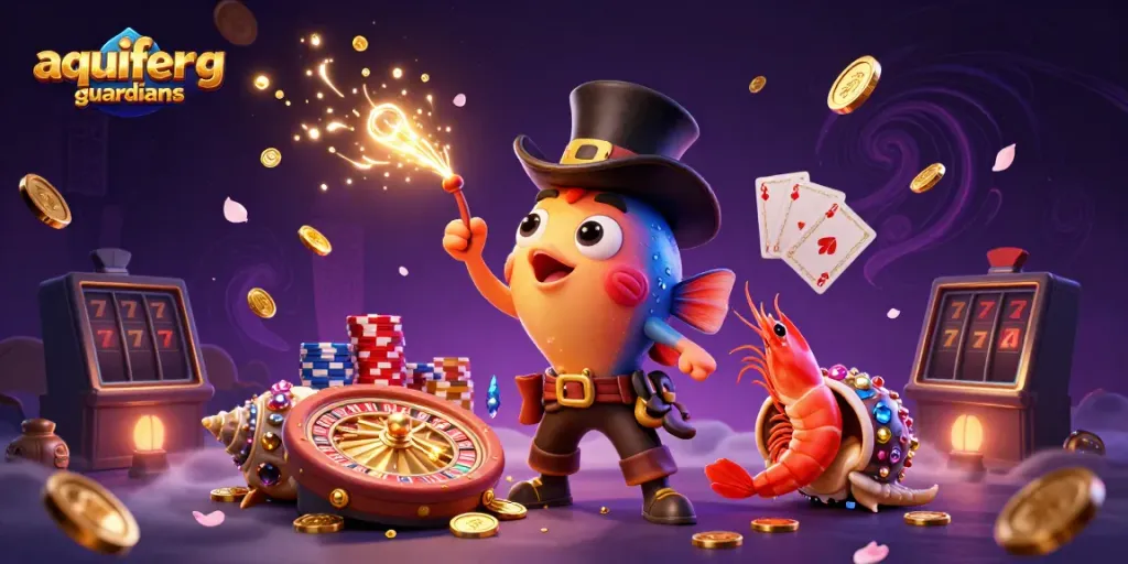 aquiferguardians menarik perhatian dengan ikan pemancing dan harta karun di kasino