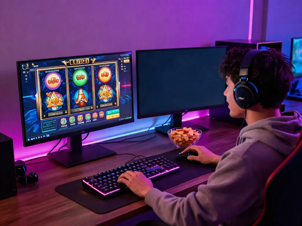 Engaging online gaming setup showcasing the link slot gacor experience with vibrant visuals and player excitement.