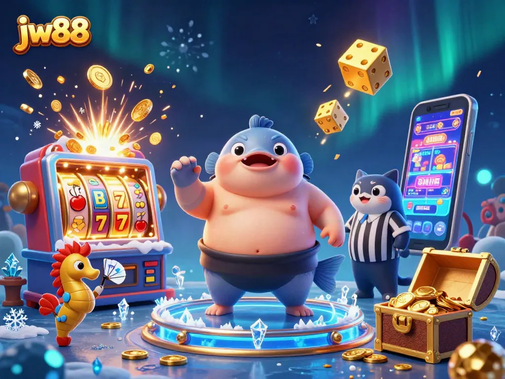 Experience the excitement of jw88 with vibrant casino elements and characters in an underwater scene.