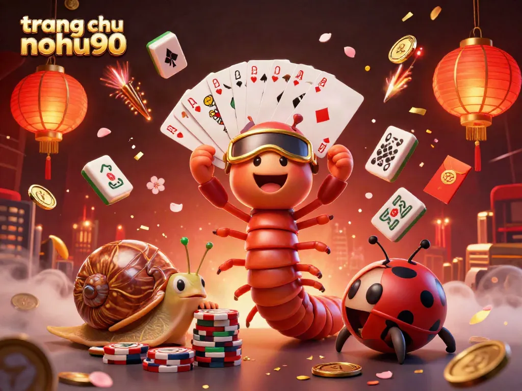 Experience excitement with trang chu nohu90 featuring a millipede dealer, snail high-roller, and engaging game elements.