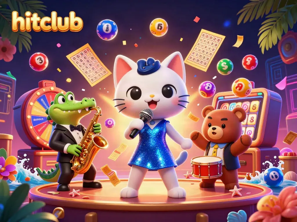Experience hitclub's vibrant casino atmosphere with lively characters in a dynamic gambling scene.