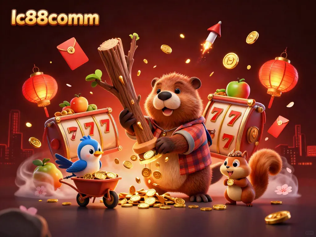 Experience the exciting world of lc88comm with vibrant 3D characters and casino elements surrounding them.