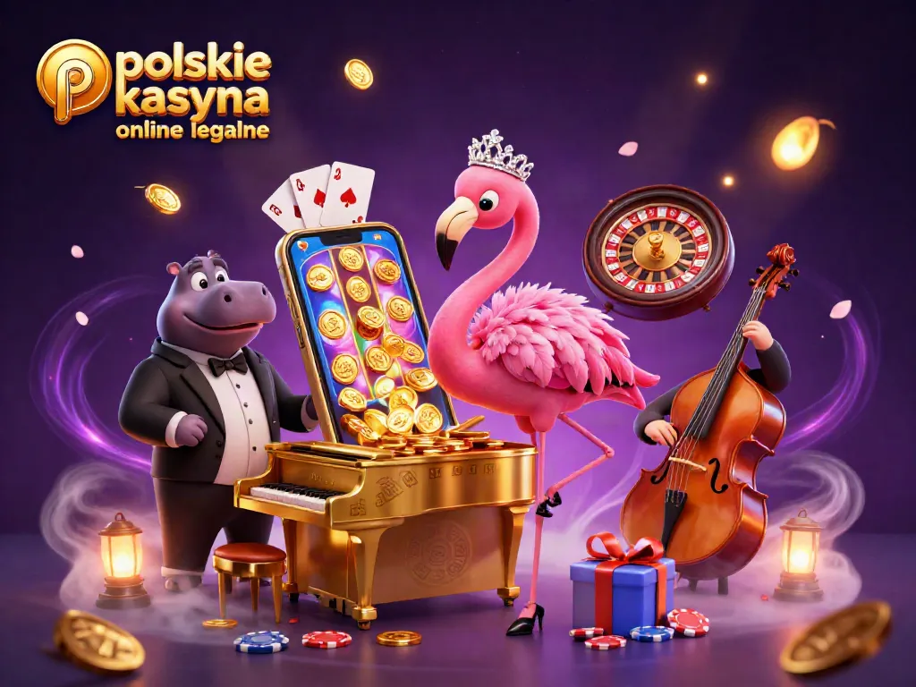 Experience the excitement at polskie kasyna online legalne with vibrant 3D cartoon characters and casino elements.